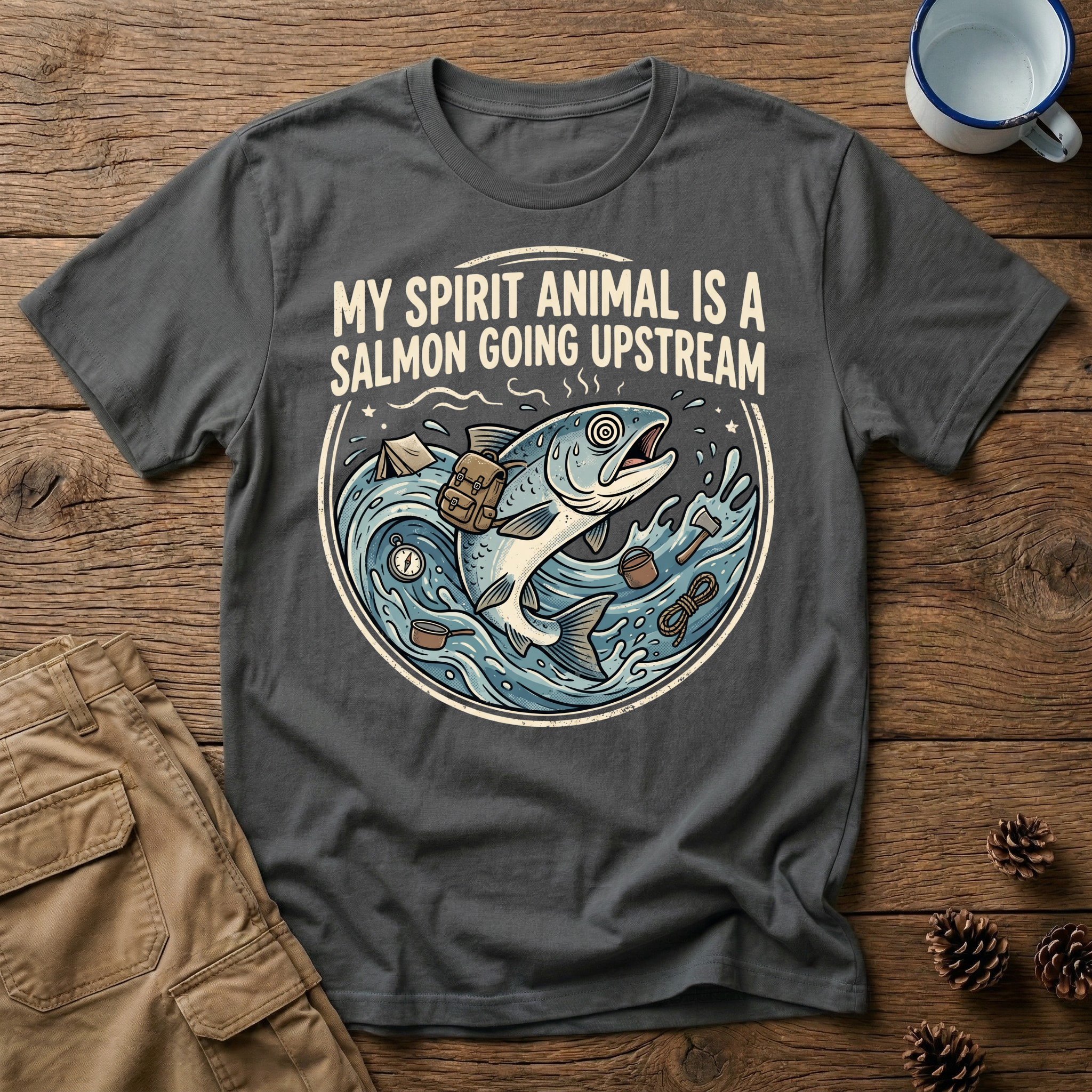 Salmon Going Upstream - T-Shirt