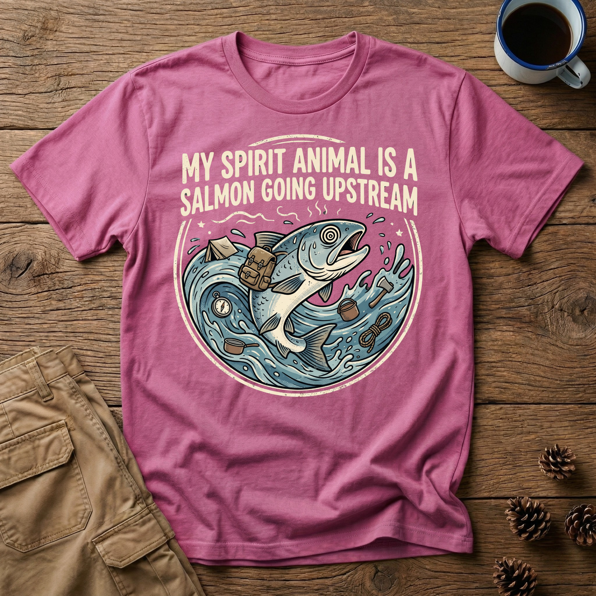 Salmon Going Upstream - T-Shirt