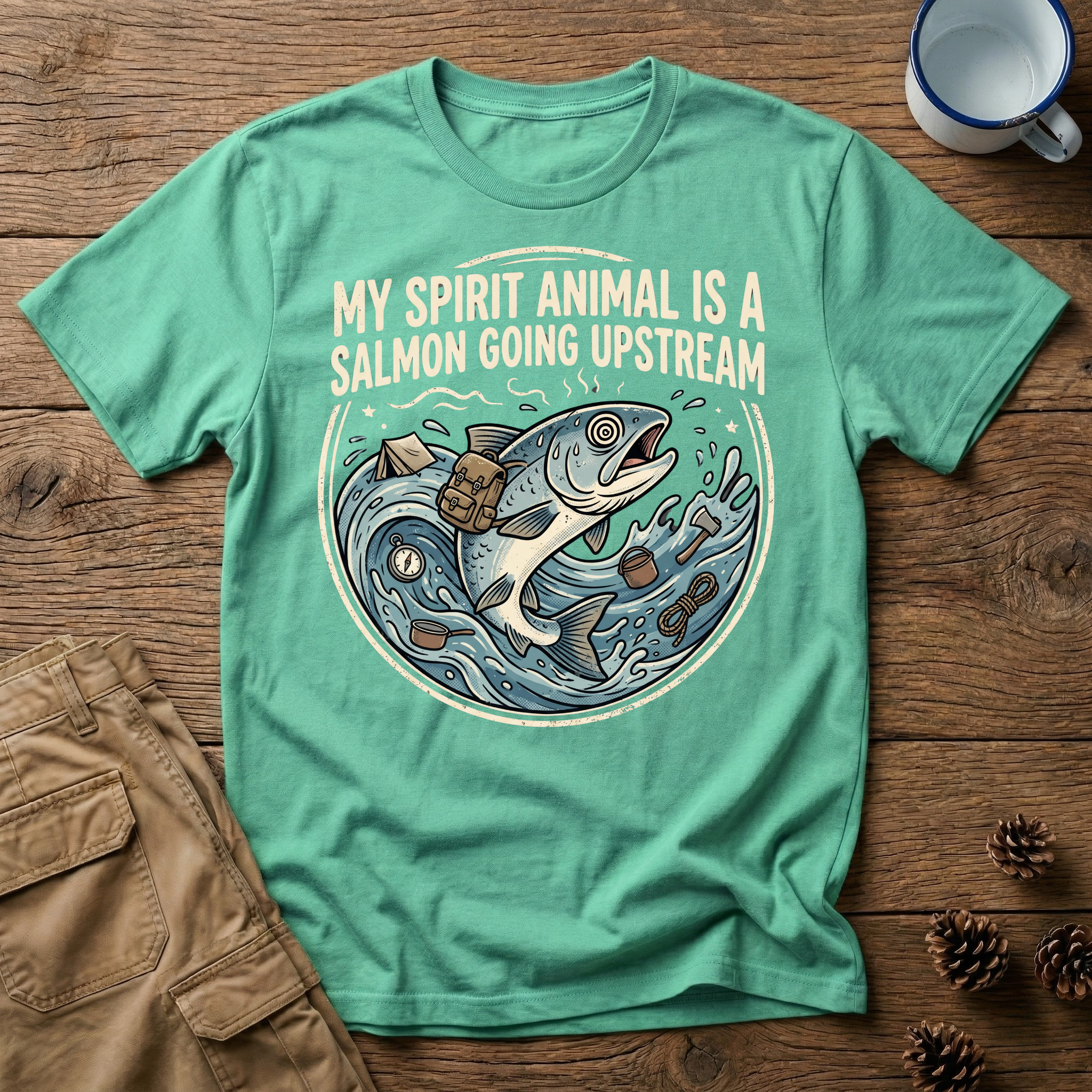 Salmon Going Upstream - T-Shirt