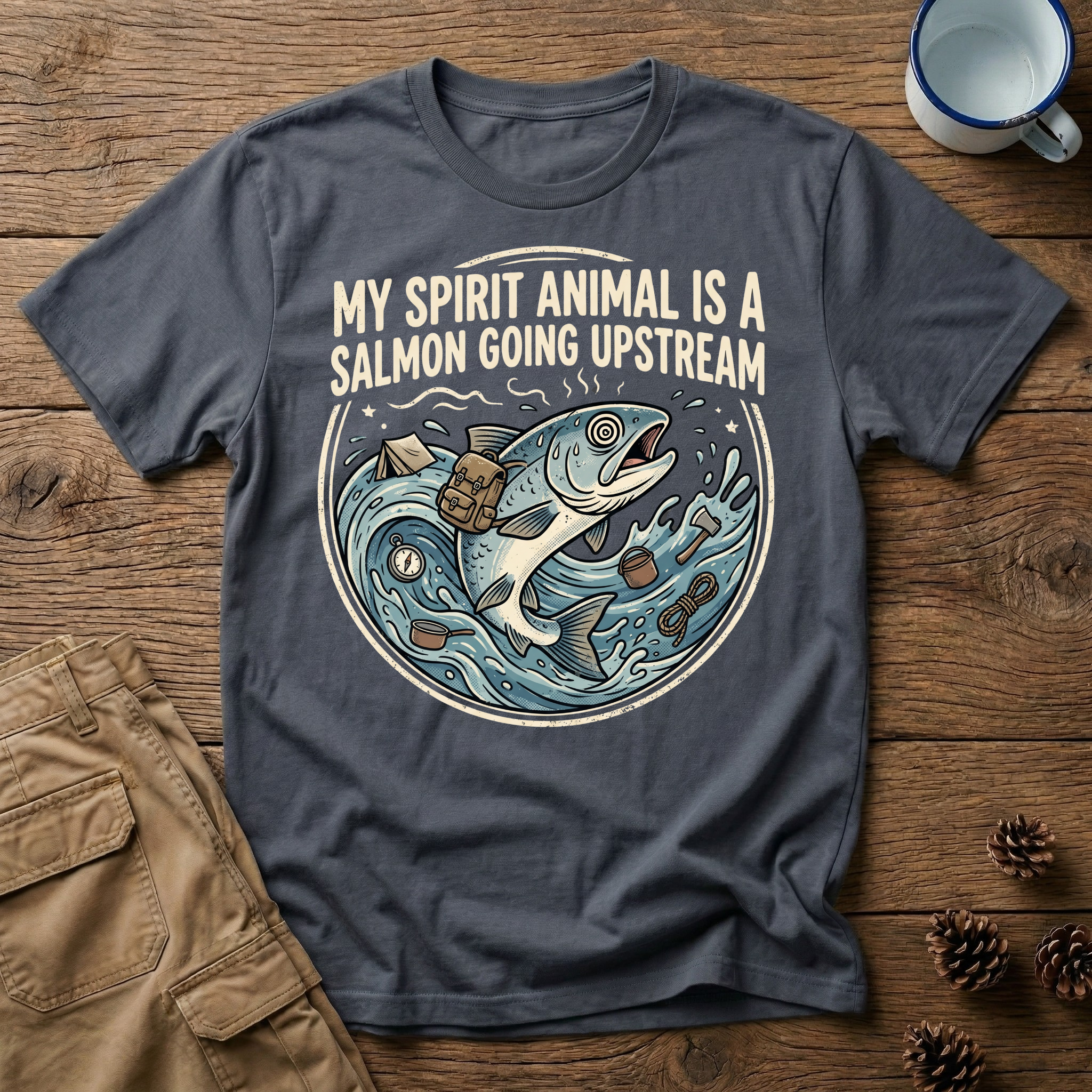 Salmon Going Upstream - T-Shirt