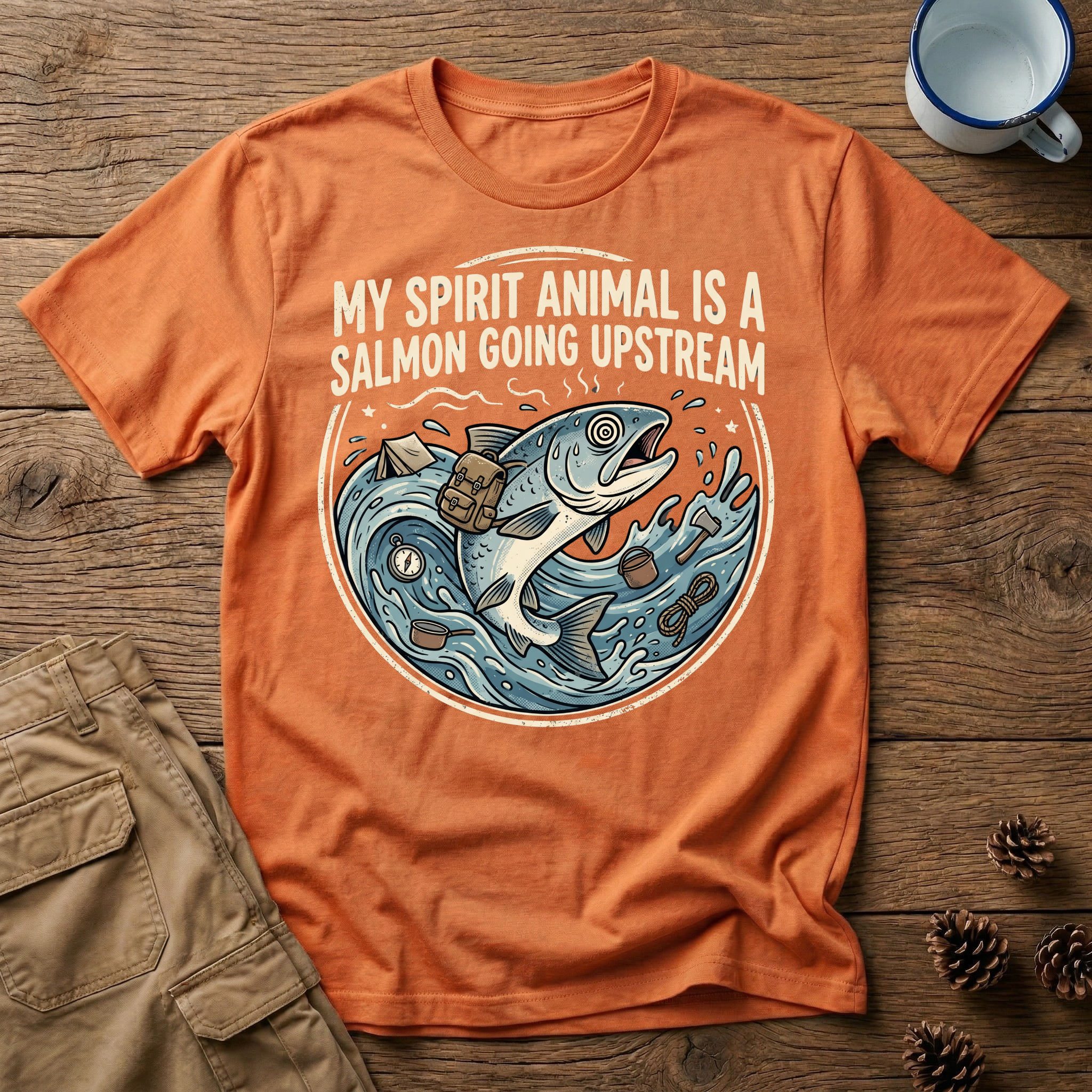 Salmon Going Upstream - T-Shirt