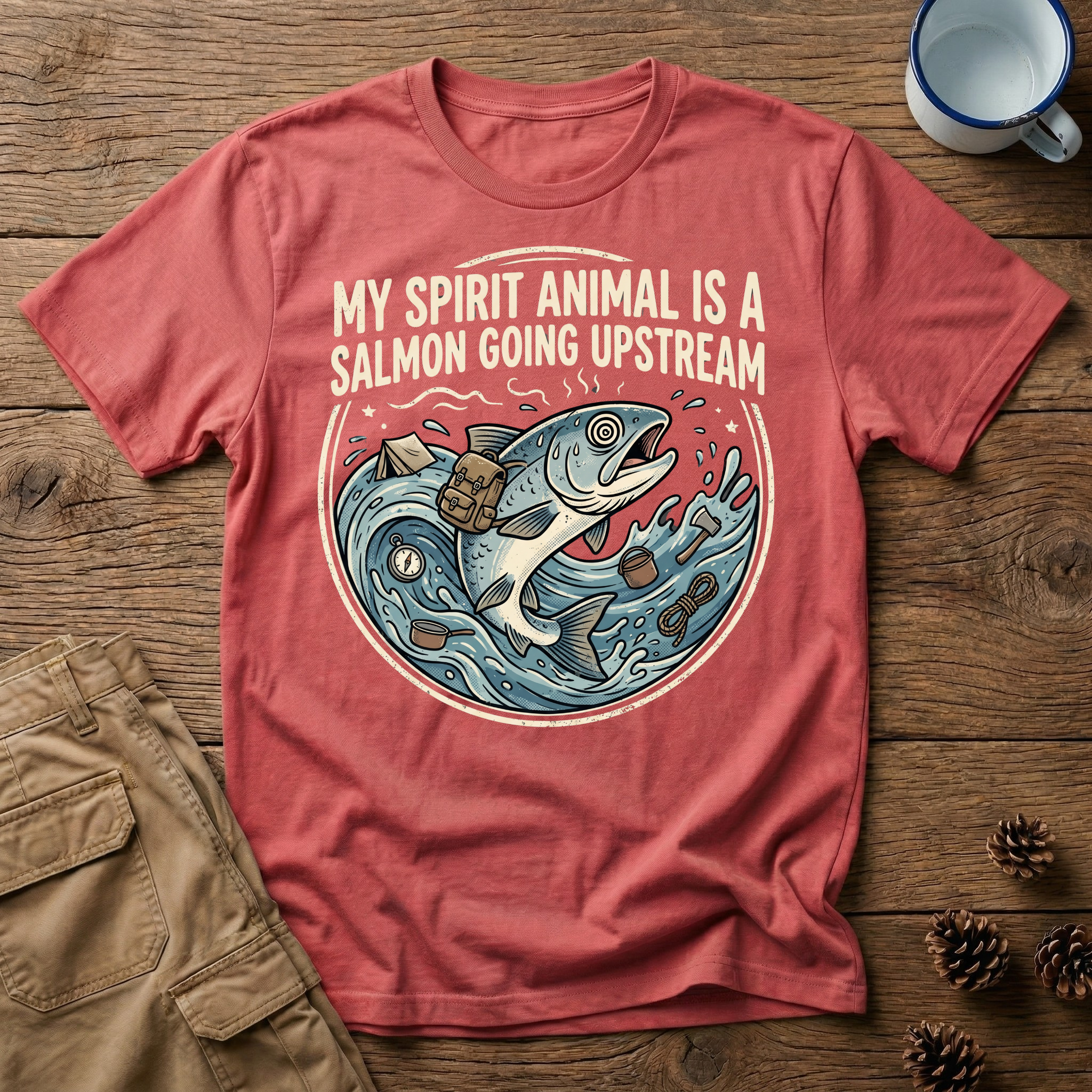 Salmon Going Upstream - T-Shirt