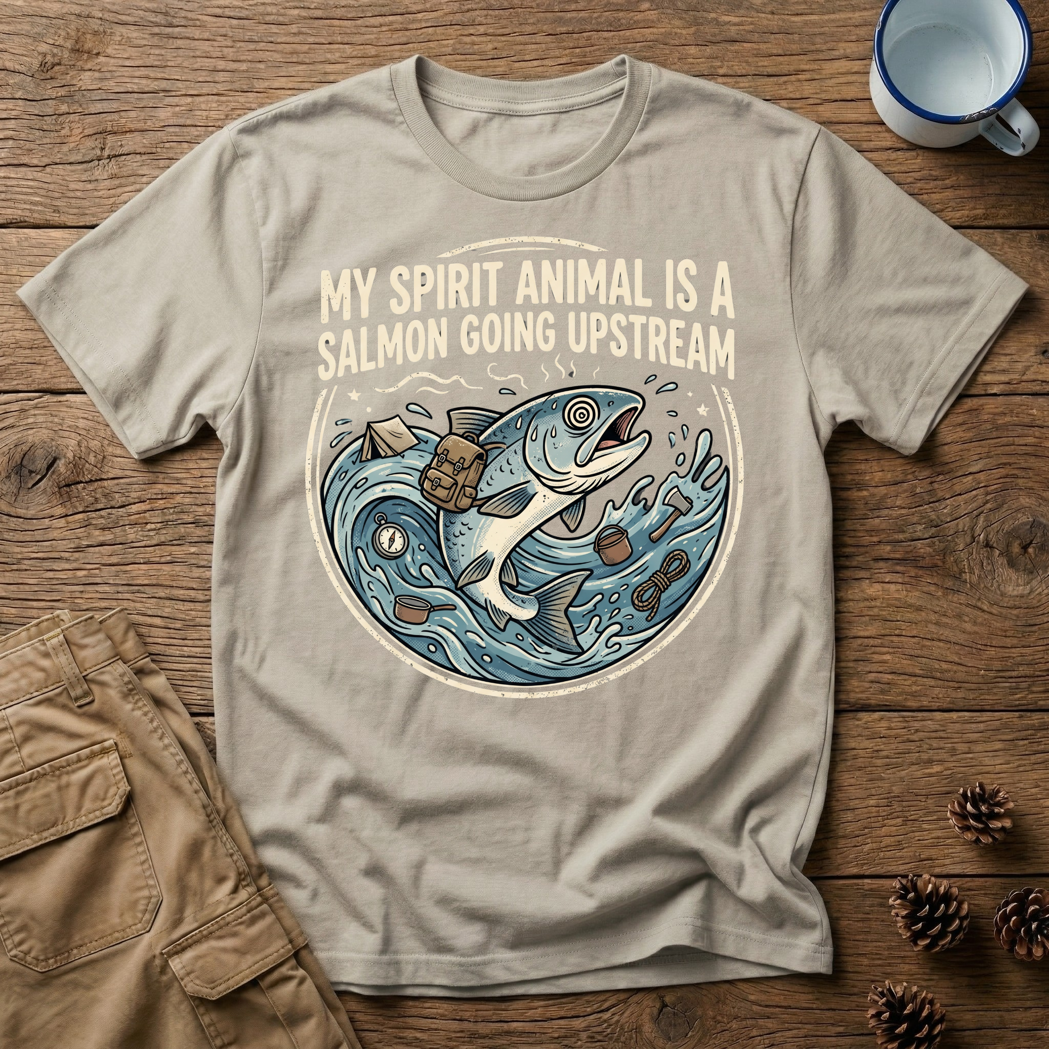Salmon Going Upstream - T-Shirt