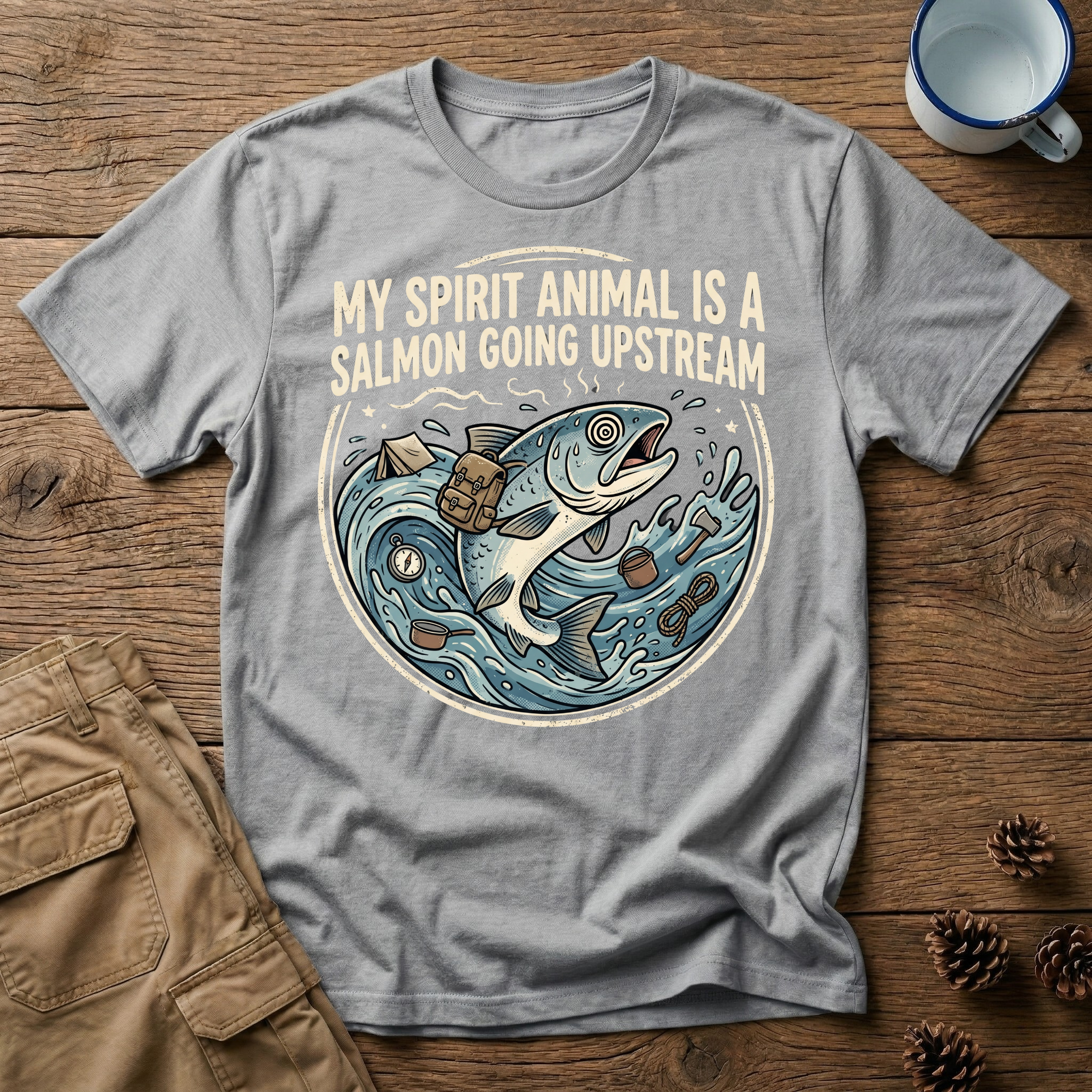 Salmon Going Upstream - T-Shirt